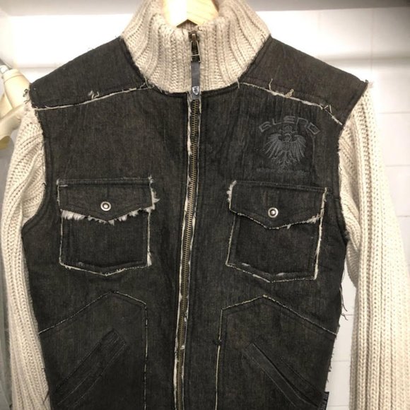 BLEND BRAND DENIM CHIC LUXE SWEATER KNIT JACKET SIZE LARGE - Picture 1 of 10